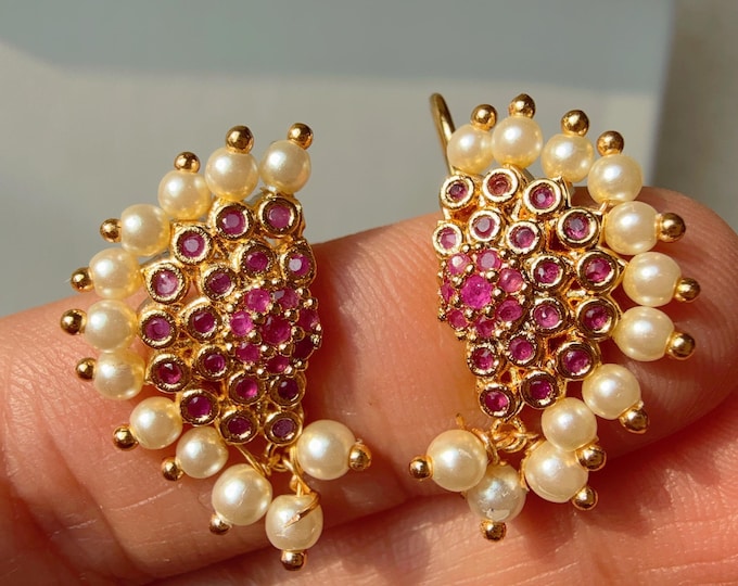 Marathi Bugadi Earrings/1gm Gold Plated earrings /Bugadi Clip-on Earrings for Women/Girls/Upper Ear Clip on Earrings/Indian wire earrings