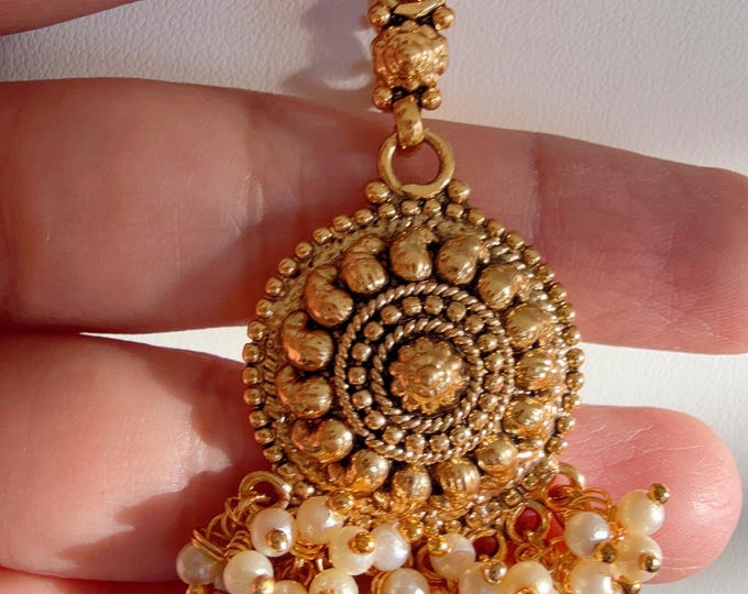 Antique Gold maang tikka/Gold Maang tika /Indian Maangtikka/Guttapusalu tikka/ Bollywood jewelry/Matha Patti/ Indian jewelry/