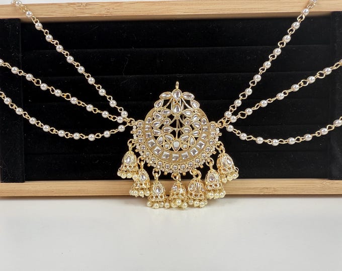 Gold Plated Bun Pin/Mathapatti /Hair Clip/ Kundan Hair clips/Juda clip Choti/Kundan hair accessories/bridal hair jewelry