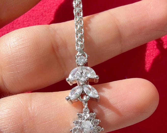 Diamond Rhodium silver  Maang tikka/ Indian Wedding Jewelry/ Matha patti/ Indian forehead jewelryDiamond Tikka Indian Jewelry