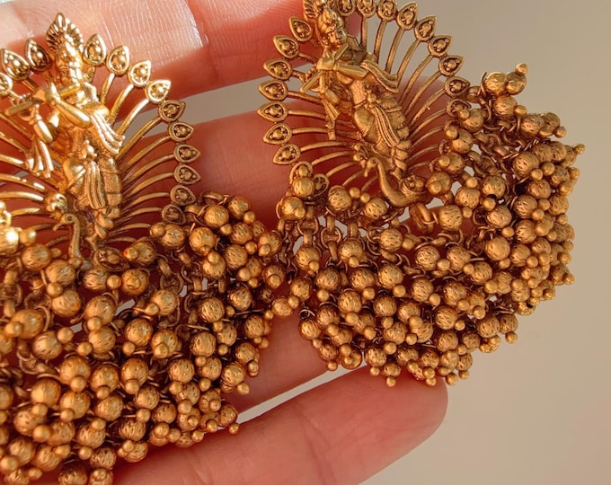 Krishna large Stud Earrings/Kundan Earrings /Statement earrings /Bridal earrings/Temple Jewelry