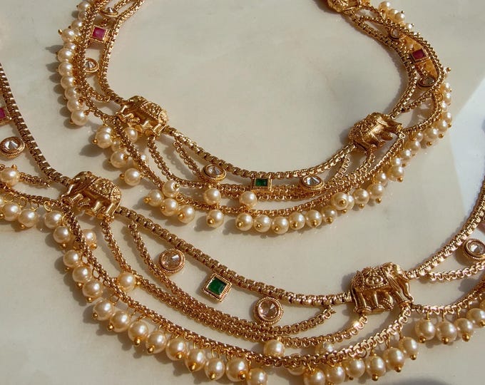 Elephant gold plated bridal  Payal Pair / Gold Anklet  Payal/Bridal anklet/ Payal/ Panjeb/ Indian Jewelry/ gold plated payal pair