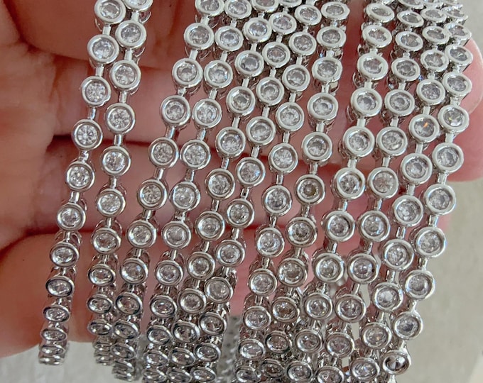 cubic zirconia bangles set of 12/ Indian CZ Bangles/ Silver diamond  Bangle Set/Set of 12 Silver American Diamond CZ Bangles/Bridal Bangles