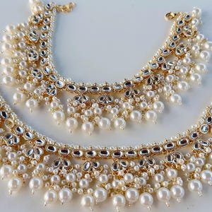 Kundan Payal / indische Fußkettchen / Mattgold Anklet / Kundan Payal / indische Brautgold-Payal / Panjeb / Boho-Fußkettchen / Braut-Payal-Fußkettchen