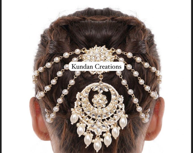 Gold Plated kundan Bun Pin/Mathapatti /Hair Clip/ Kundan Hair clips/Juda clip Choti/Kundan hair accessories/bridal hair jewelry