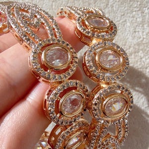 Gold American diamond bangle pair / Cz stone gold diamond  kada/Silver bracelet/indian bangles/Indian Jewelry /bridal jewelry