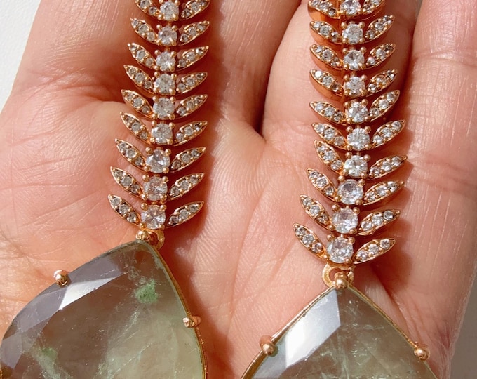 Mint doublet diamond  Earrings/Chandelier Earrings/Mint doublet diamond  Earrings/diamond Mint  Chandelier earrings