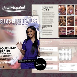 Tooth Gem Esthetician Magazine, Lip Filler Makeup Esthetician Aesthetician Braids Waxes Boutique Magazine Template,Magazine Catalog Trend
