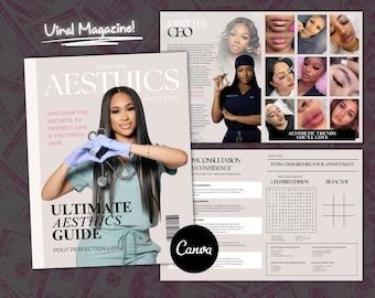 Kosmetikin Magazin Template: Wimpern, Lippen, Makeup (Canva)