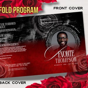 Red & Black Funeral Program Template: Celebration of Life (8.5x11 ...