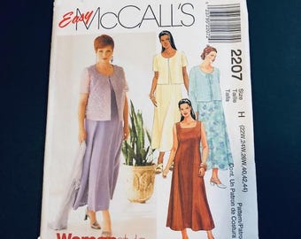 McCall's 2207 Sewing Pattern Womens Dresses Sizes 22 24 26 40 42 44  Uncut Factory Folded Plus Size Dress