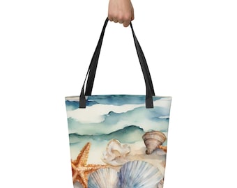 Seashell Summer Beach Themed Tote bag Starfish Shells Sea Ocean Theme