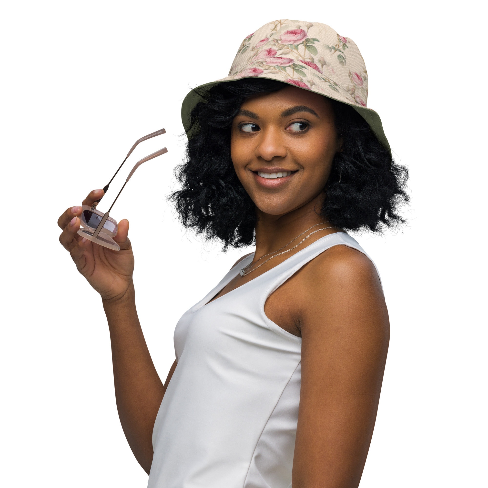 Reversible Bucket Hat With Pink Roses Gift for Her Women Mom  display picture 2