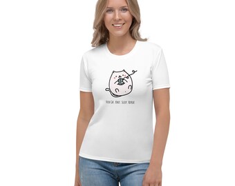 Funny Knitting Shirt Cat Knitter Women's T-shirt Gift Tee Humorous