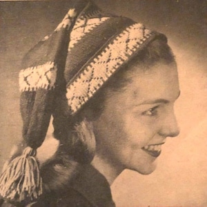 Vintage Winter Strumpf Mütze 1953 Strickmuster Sofort Download Mütze Beanie stricken