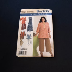 Simplicity 2635 Khaliah Ali Dress Tops Pants 18W - 24W Sew Pattern Uncut Plus Sizes