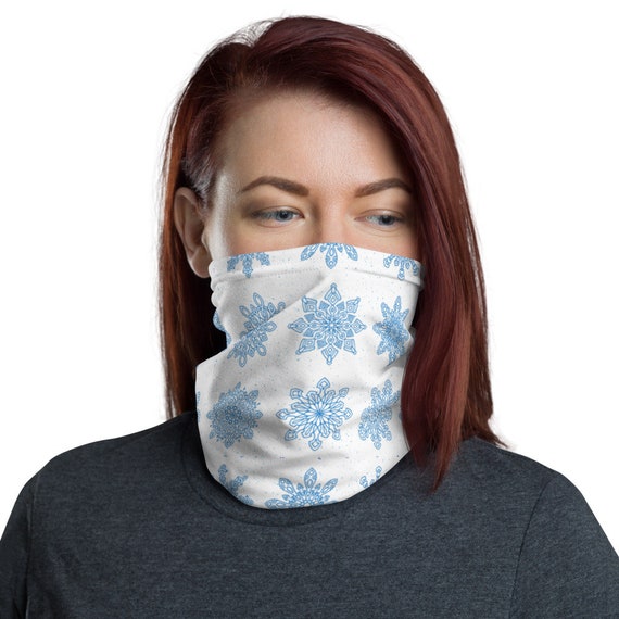 Blue Snowflakes Christmas Neck Gaiter Warmer Face Mask