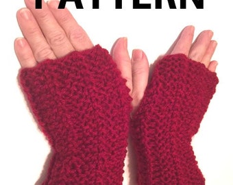 Easy to Knit Hand Warmer Fingerless Gloves Knitting Pattern