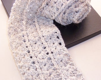 Extra Long Unisex Hand Crocheted Chunky Yarn Oatmeal Scarf Free Shipping