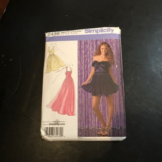 Simplicity Sewing Pattern 2439 Ladies Womens Misses Party Prom Cocktail  Dress Three Length Size P5 12 14 16 18 20 Uncut Plus Size Sleeveless