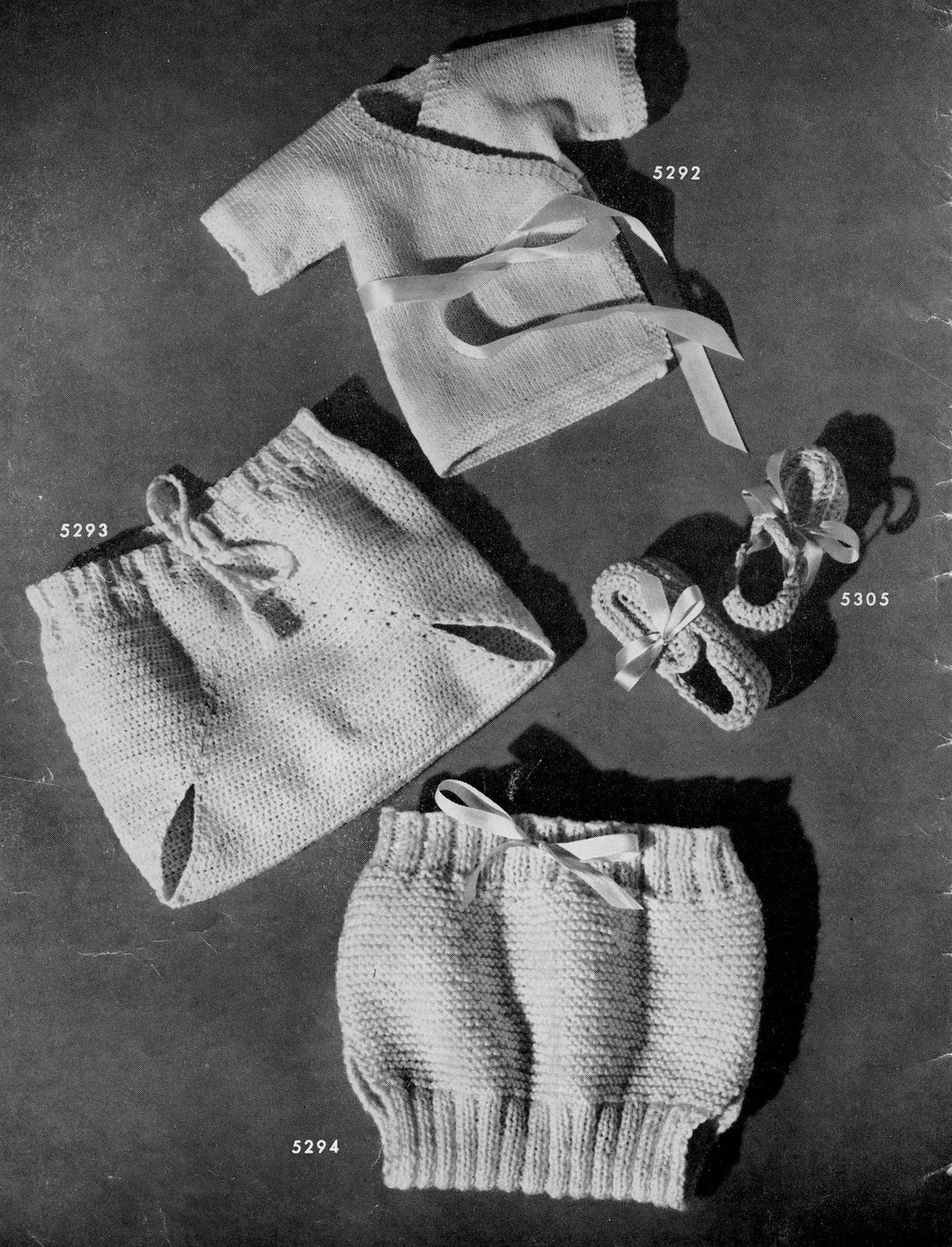 Vintage Baby Knitting Patterns 4 Pieces Booties Kimono Soaker Diaper