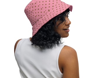 NWT Lug Reverse Red Polka Dot & Black Beach Canopy Casual  Bucket Hat Cap Red Polka Dots Printed Reversible Bucket Hat, Aesthetic  main image 3