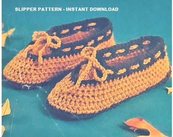 Padrão de pantufa de crochê vintage, download instantâneo, frete grátis, mocassim de crochê Grandmacore