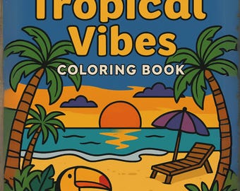 Tropical Coloring Book: 20 Beach & Jungle Pages (Digital Download)