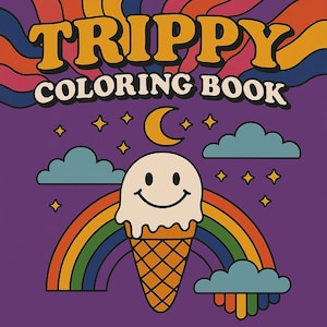 Trippy Malbuch für Erwachsene, 20 Groovy Psychedelische Seiten, Retro Malbuch, lustiges Geschenk für Entspannung und Kreativität, kommerzielle Nutzung