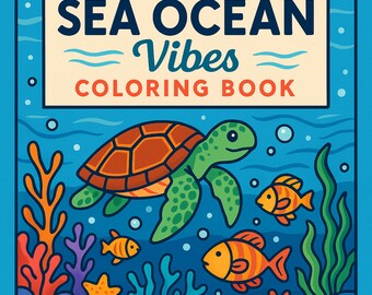 Editable Sea Life Coloring Book, 20 Ocean Pages Canva Template (Digital)
