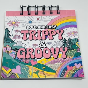 Mini livre de coloriage trippy et groovy – 20 pages de coloriage psychédélique amusant, reliure spirale sur papier cartonné