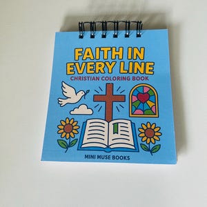 Faith in Every Line Christian Coloring Book, 20 Easy Coloring Pages on Quality Paper with Bleed Protection Sheet included, Gift for Kids