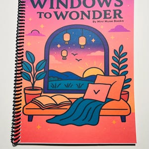 Libro para colorear de escenas de ventana de ensueño, tamaño carta de 8,5 x 11 pulgadas, 20 páginas fáciles, encuadernado en espiral