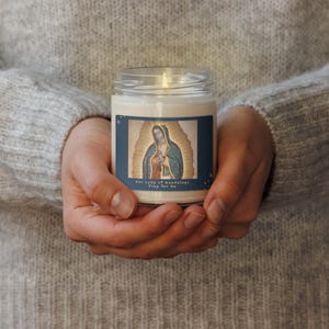 Kerze Unserer Lieben Frau von Guadalupe - Katholische Gebetskerze, Marianisches andächtiges Geschenk, Religiöses Wohndekor, Virgen de Guadalupe Sojakerze