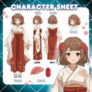 Character Reference Sheet, Custom Reference Sheet, Character Sheet , Anime Design, Vtuber, VRchat, OC, PNGtuber, Reference Sheet Commission