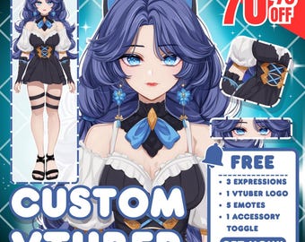 Custom Anime VTuber Model: Live2D Avatar Commission - Streaming Ready