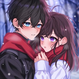 Custom Anime Couple, Anime Art Commission,Anime Portrait , Family Portrait, Couple Gift, Anniversary, Birthday, Gift For Her, Valentine Days