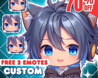 Anpassad Chibi PNGtuber-modell: Anime-avatar för Twitch-ström
