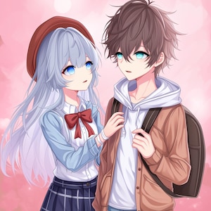 カスタムアニメポートレート | カップルギフト、カスタムアニメアート、かわいい漫画アニメポートレート、家族ポートレート、パーソナライズ、記念日、誕生日