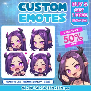 Custom Twitch Emotes Or Kick Emotes | Twitch Emote for streamer Twitch, Facebook, Discord | Cute Chibi anime style | Twitch Emotes, Anime