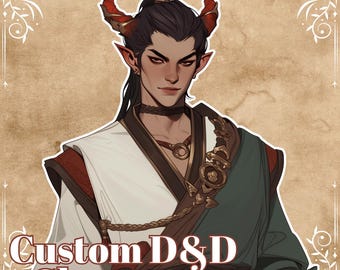 Illustrazione personalizzata del personaggio D&D: commissione di ritratti per giochi di ruolo fantasy (opera d'arte digitale)