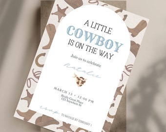 Cowboy Baby Shower Invitation: Rustic Western Theme (Digital Download, 5x7")