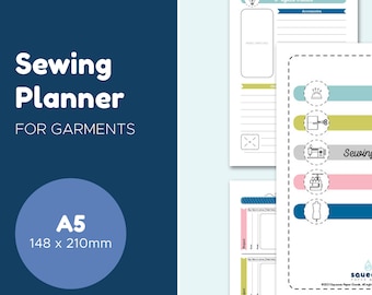 Garment Sewing Planner - Printable PDF - A5 (148x210mm)