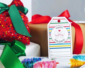 Handgemachte Herz-Druckbare Geschenkanhänger für handgemachte Artikel-Sofort Download-Weihnachten Urlaub-US Letter/A4-Multicolor