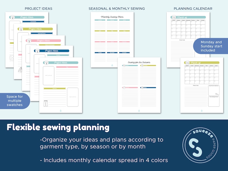 Sewing Planner Printable PDF Sewing Project Planner Sewing Journal Letter 8.5x11in image 3