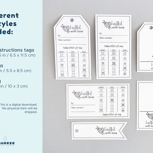 Gebreid met liefdeafdrukbare PDFonderhoudsinstructies cadeaulabelbrief/8,5 x 11, A4 afbeelding 3