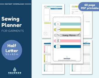 Sewing Planner - Printable PDF - Sewing Project Planner - Sewing Journal - Half Letter (5.5 x 8.5in)