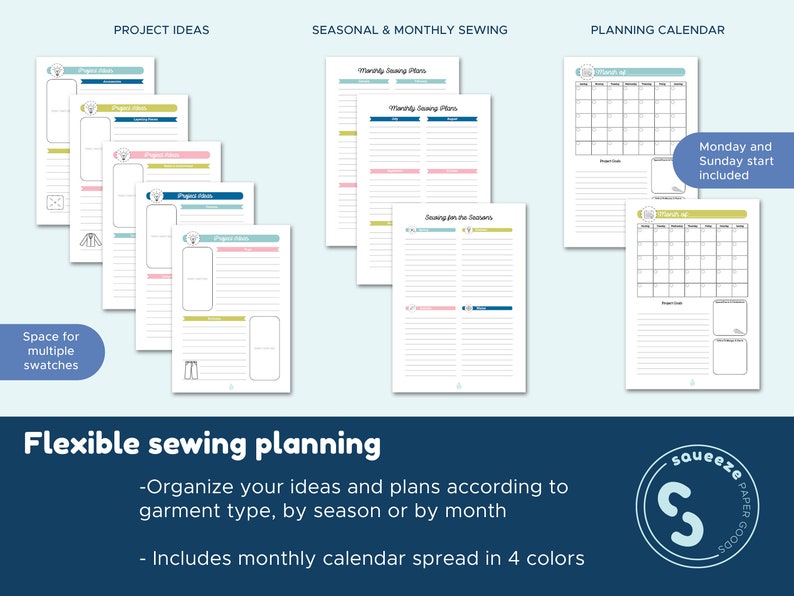 Sewing Planner Printable PDF Sewing Project Planner Sewing Journal A5 148x210mm image 3