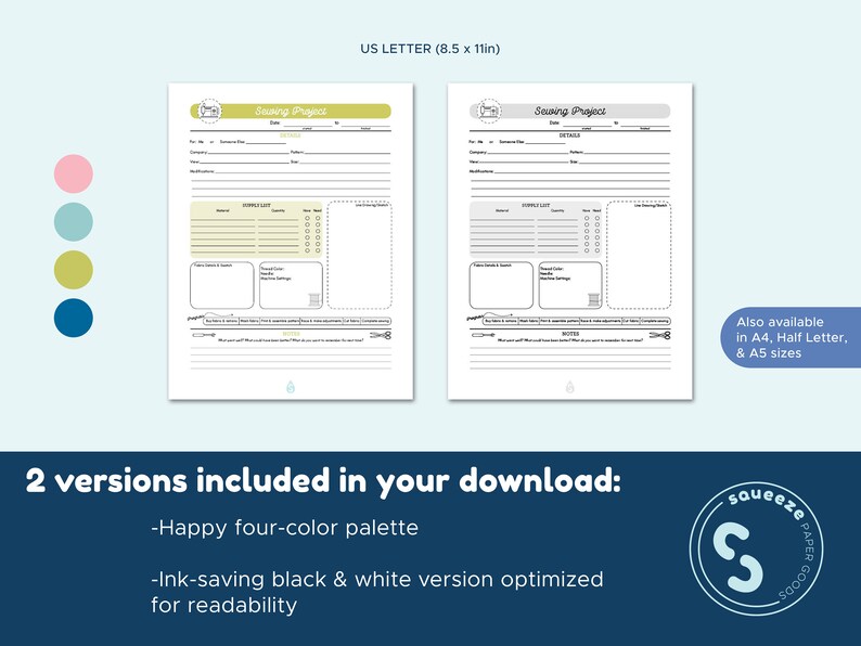 Sewing Planner Printable PDF Sewing Project Planner Sewing Journal Letter 8.5x11in image 9