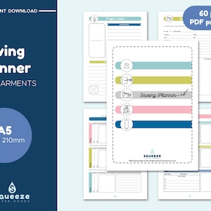 Sewing Planner Printable PDF Sewing Project Planner Sewing Journal A5 148x210mm image 1